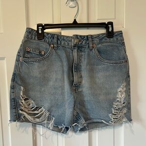 Top Shop Distressed A-line Denim Shorts Size 8